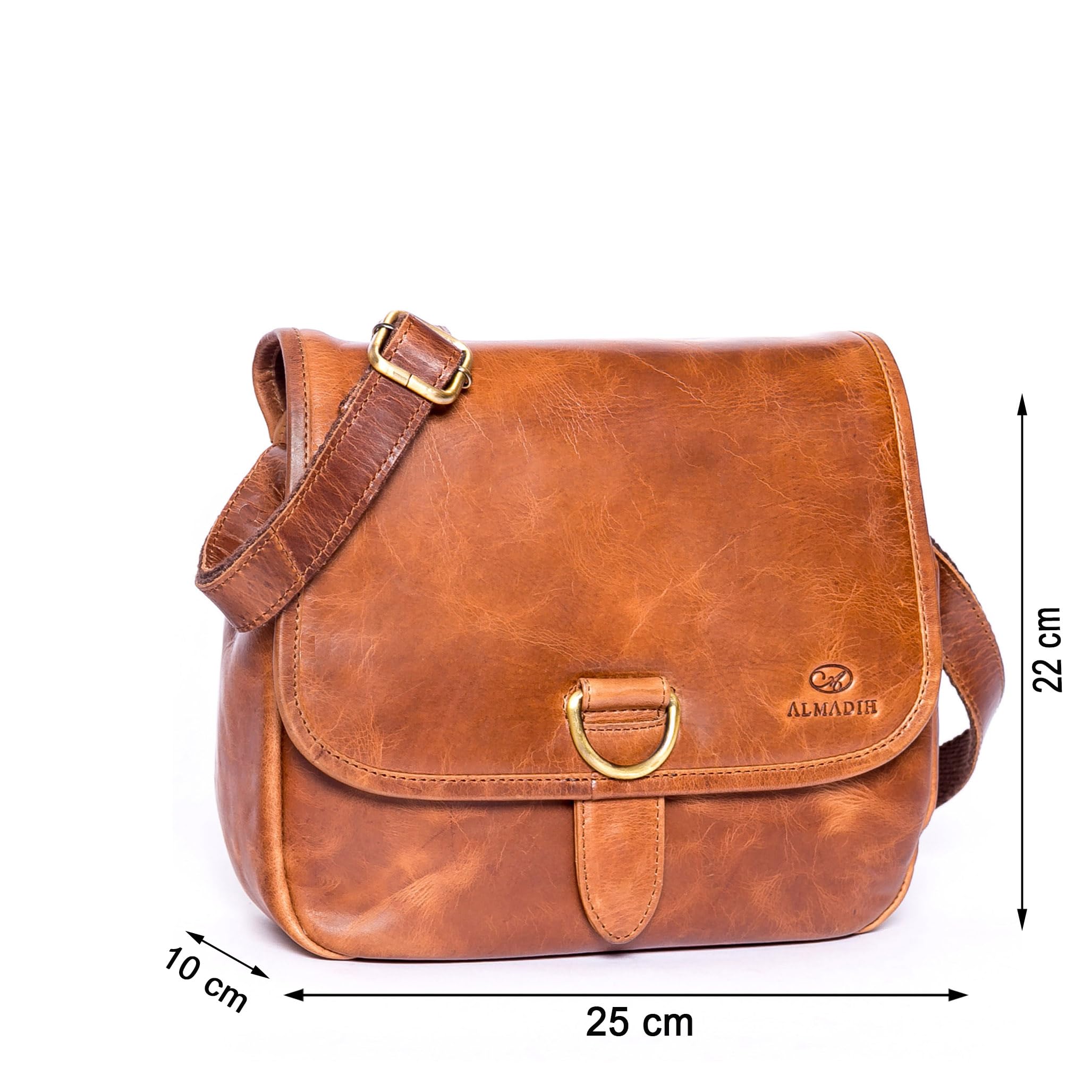 ALMADIH Borsa in pelle di vaccetta donna LOLA marrone deluxe Bandoliera a mano Borsetta a tracolla tracollina monospalla Shopping Porta documenti da lavoro satchel tote grande capacita