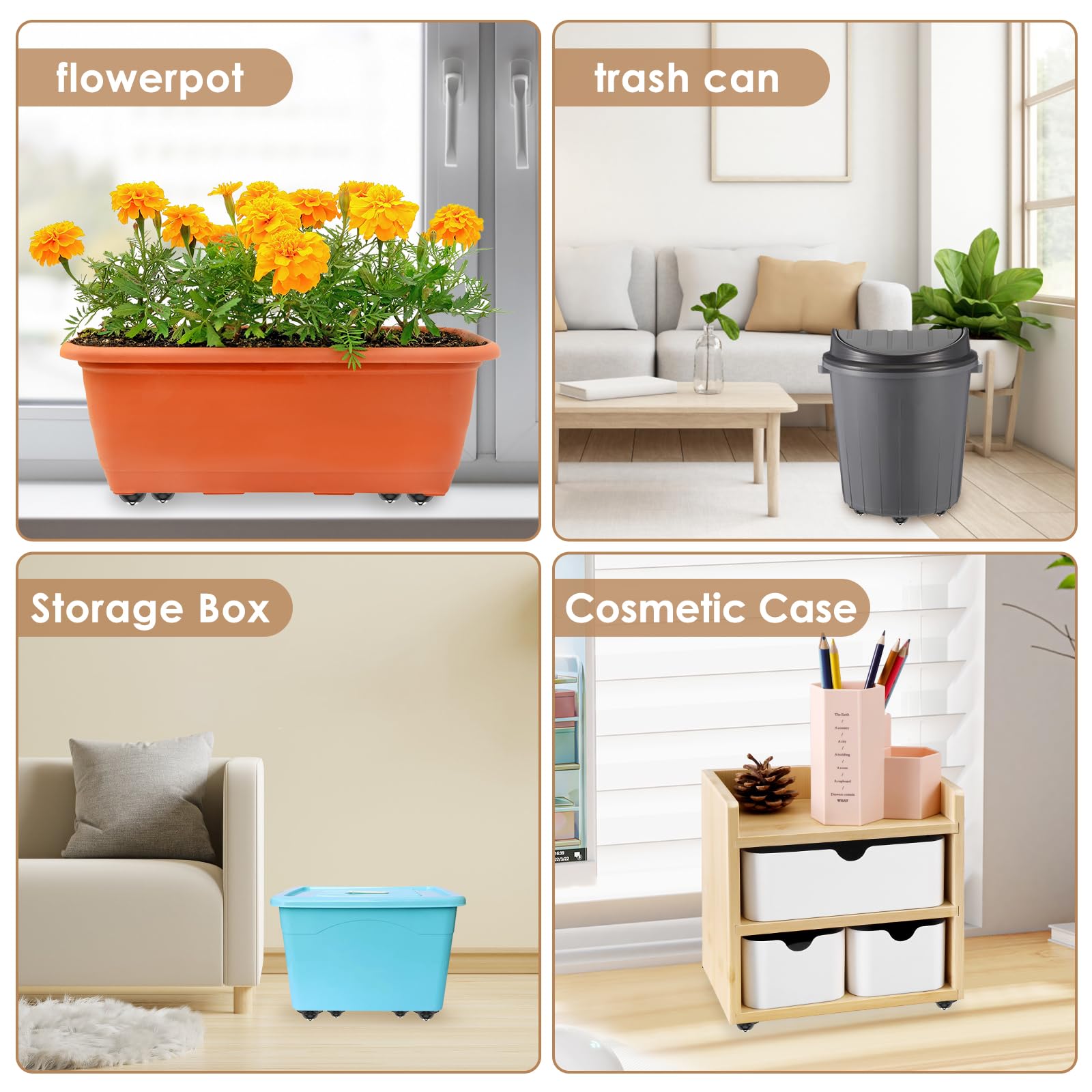 Rotelle Autoadesive 360° - 16 Pezzi Mini Ruote Piroettanti Per Mobili E Contenitori - Foto 3