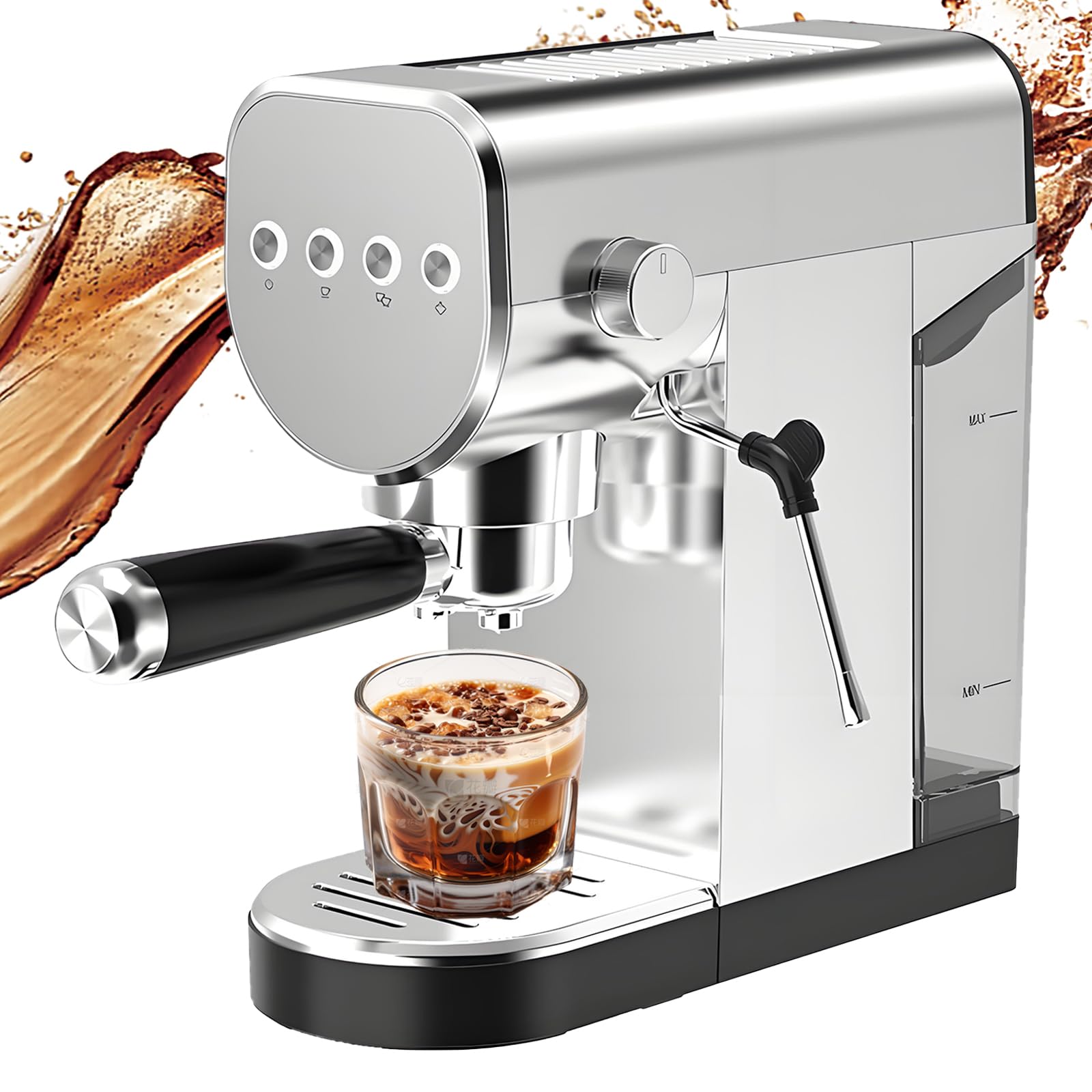 Piccola Macchina da caffè Semiautomatica, Macchina da caffè Espresso Semiautomatica Wtih Latte Schiuma Bastone di Vapore, 20 Bar di Estrazione Ad Alta Pressione, capacità Serbatoio Acqua 900ml
