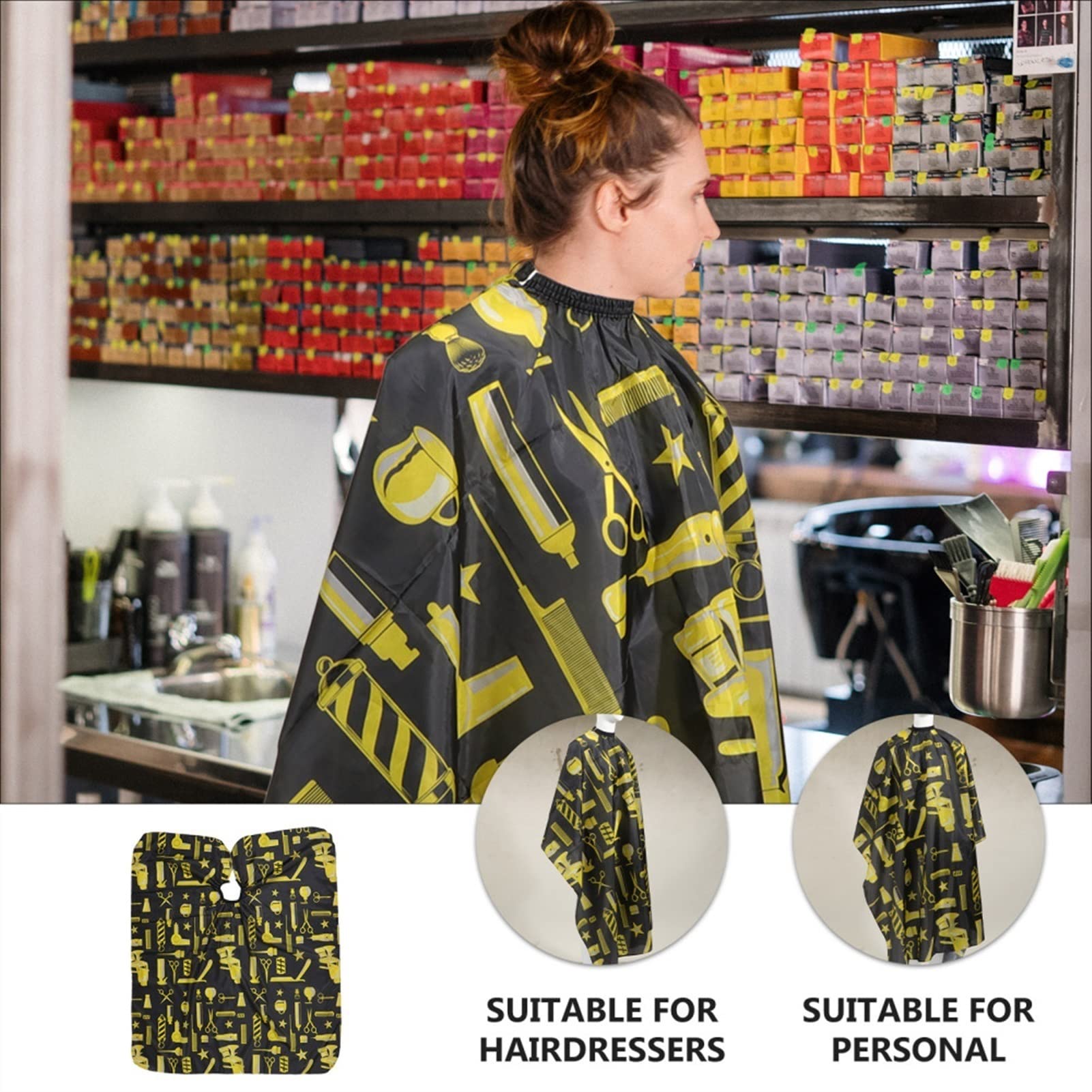 Barber Cape 2pcs Friseur Haircut Set Barber Cape Friseur Cape Salon mit Hals Duster Pinsel Styling Cape for Friseur Styling (Color : A, Size : 2pcs)