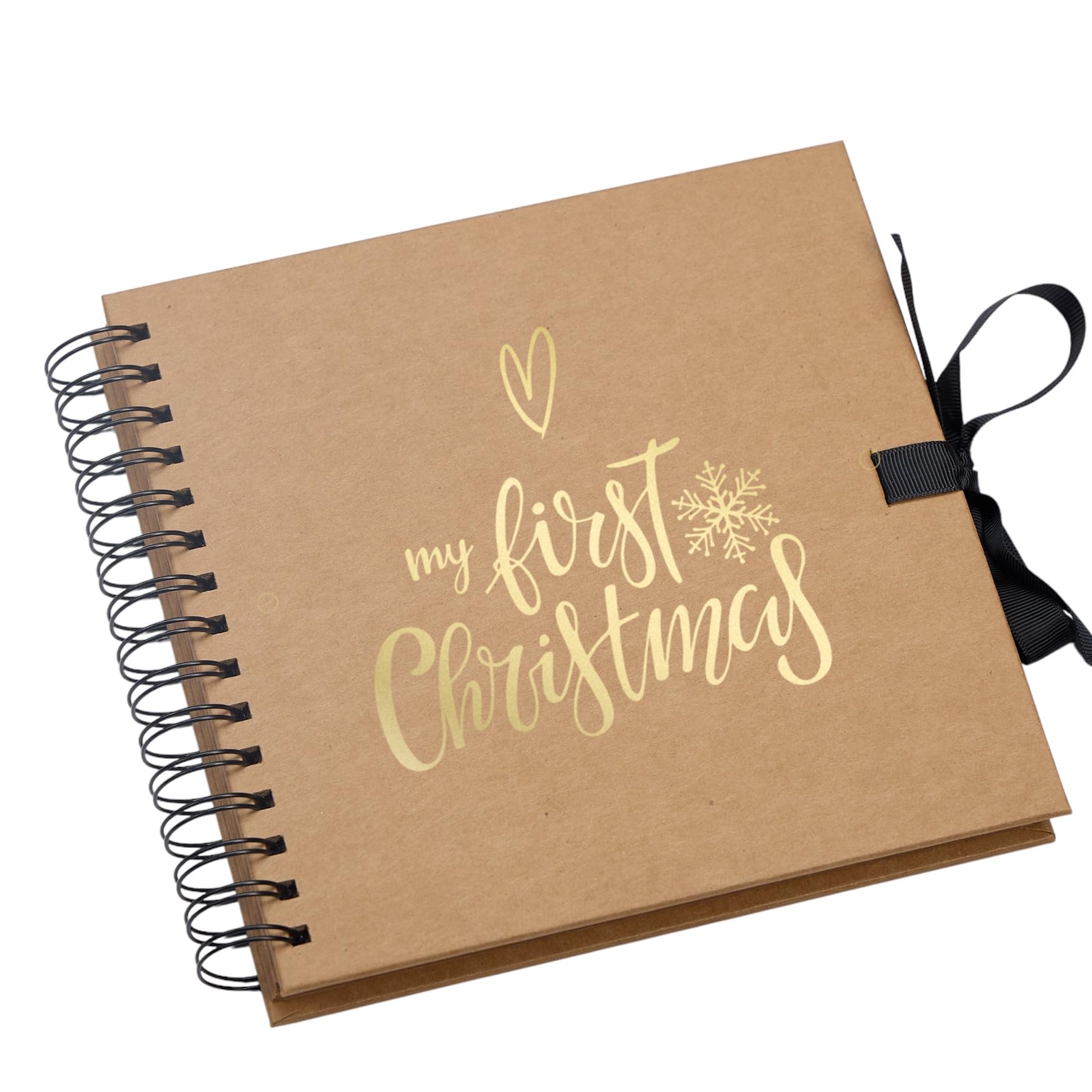 Ukgiftstoreonline White My First Christmas Brown Scrapbook Photo Album Gold Print