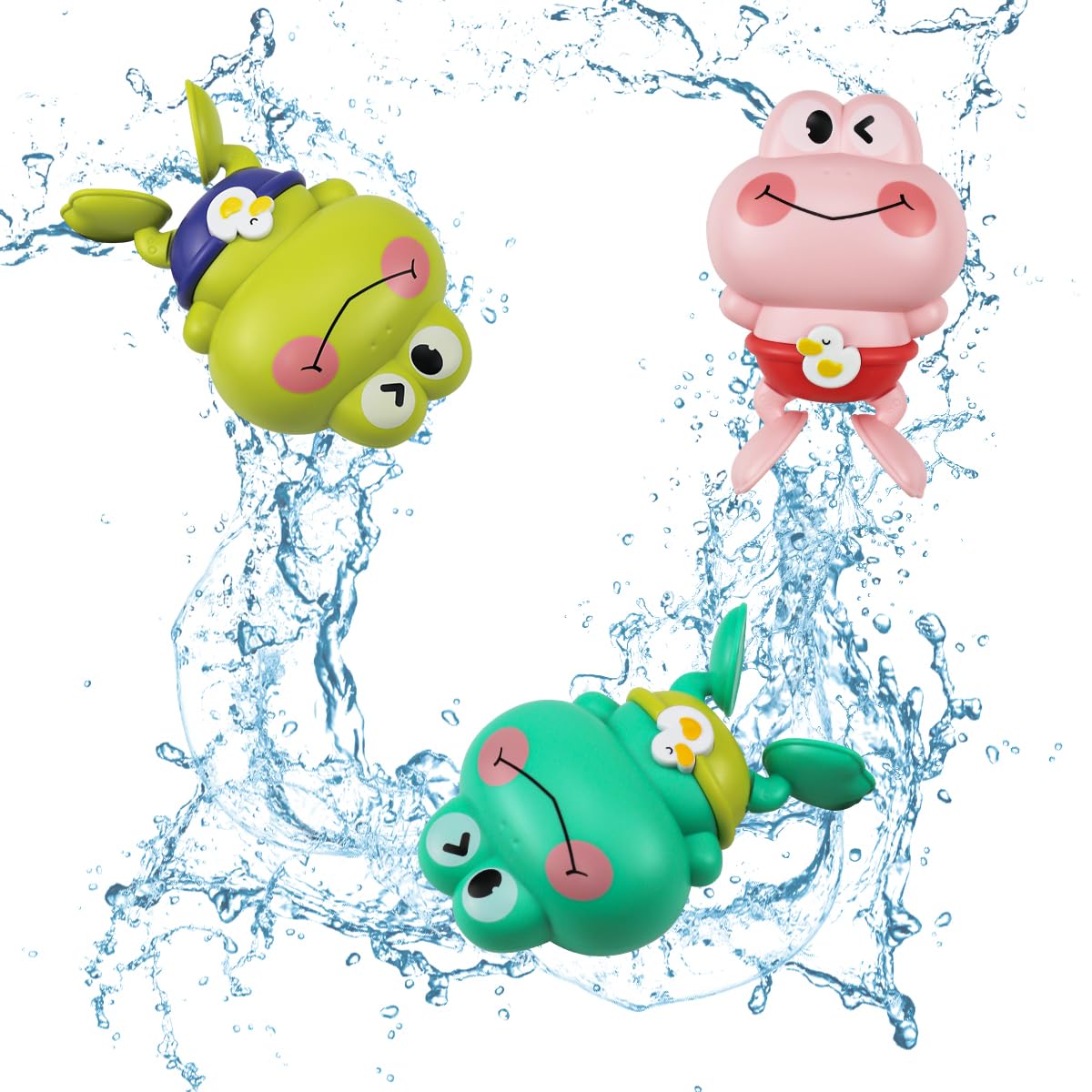 3 Piezas Bebé Baño bañera de baño Juguete,Juguete de baño de Rana,Animal Bañera Juguete de baño,Juguetes de baño de natación para niños,Rana de baño para niños pequeños