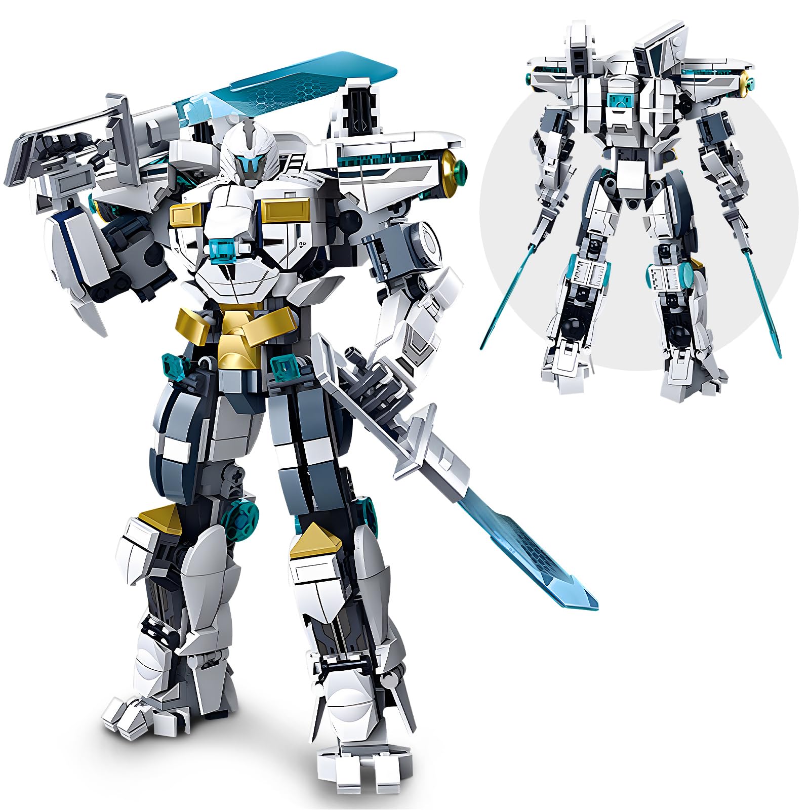 HIGH GODO City Action Mech Roboter, 561 Teile Klemmbausteinen Transforming Roboter Actionfigur-Modell mit Gelenkteilen, Creator Geschenke für Erwachsene Roboterliebhaber Junge Menschen