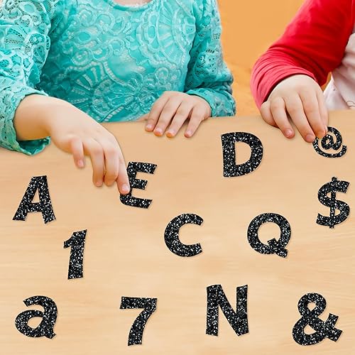 Miniatura 6 de Colarr 216 letras con purpurina para tableros de anuncios para números de aula, alfabeto de 4 pulgadas, letras con puntos adhesivos, símbolos de