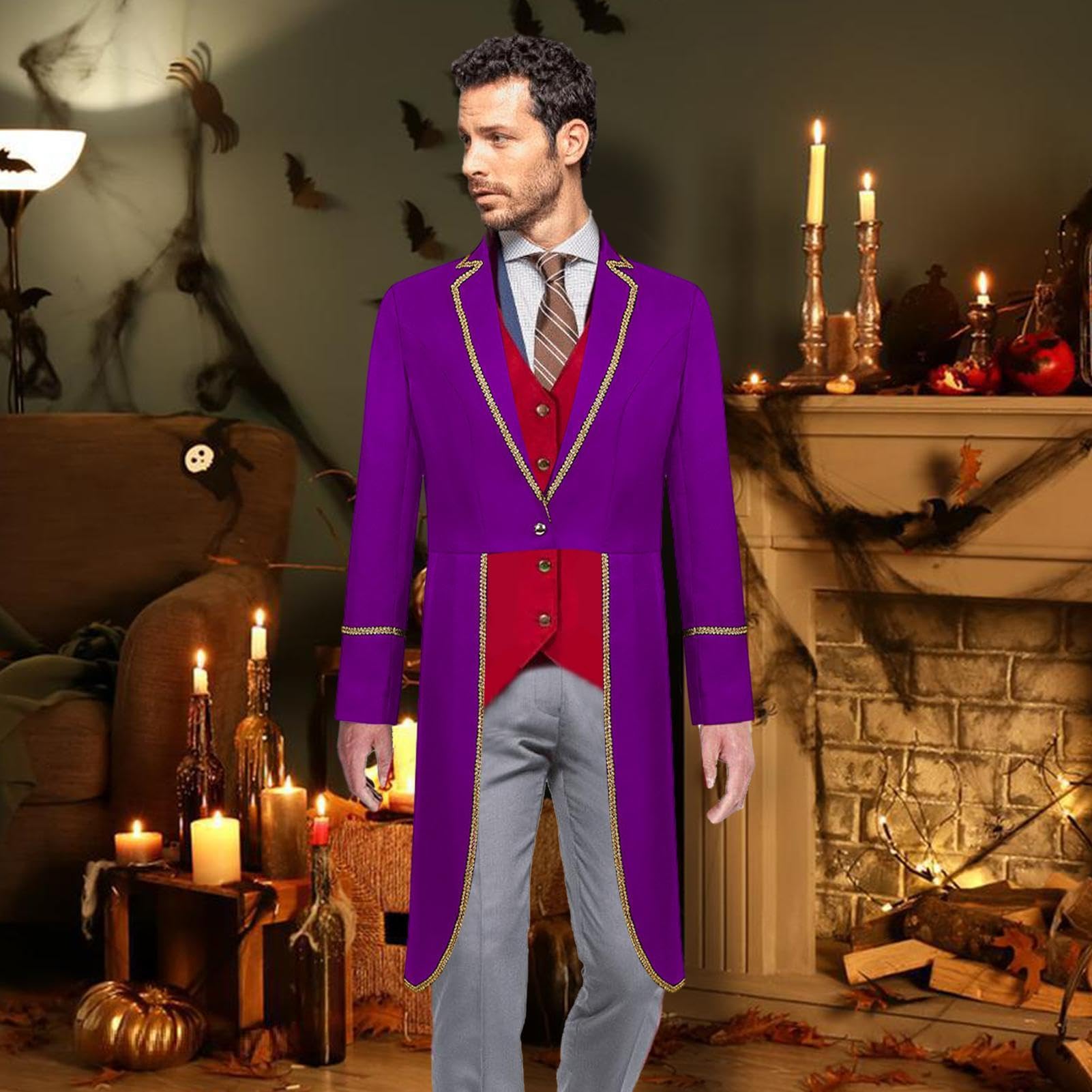 Steampunk - Disfraz vintage de Halloween con ribete dorado