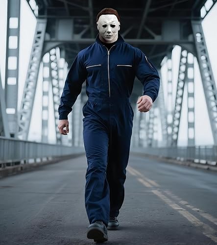 Miniatura 5 de Máscara aterradora de Halloween para adultos, máscara de látex clásica blanca realista de cabeza completa, espeluznante disfraz de cosplay