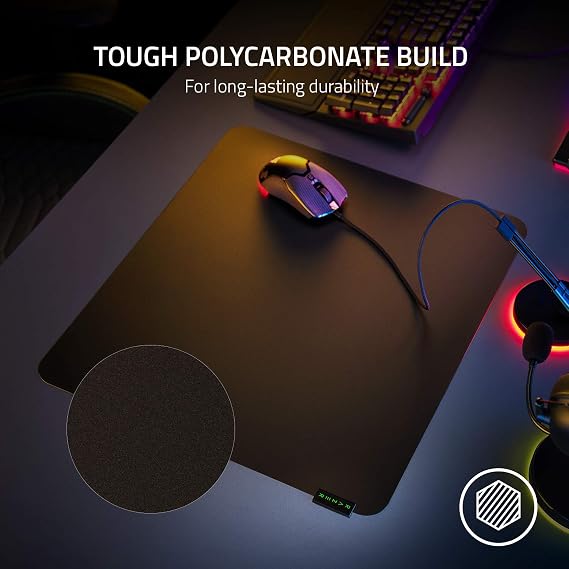 Razer Sphex V3 Large - Ultra ince oyun mousepad (450 mm genişlik x 400 mm yükseklik, pürüzsüz tasarım, dayanıklı polikarbonat, kaymaz kauçuk taban) Büyük | Siyah
