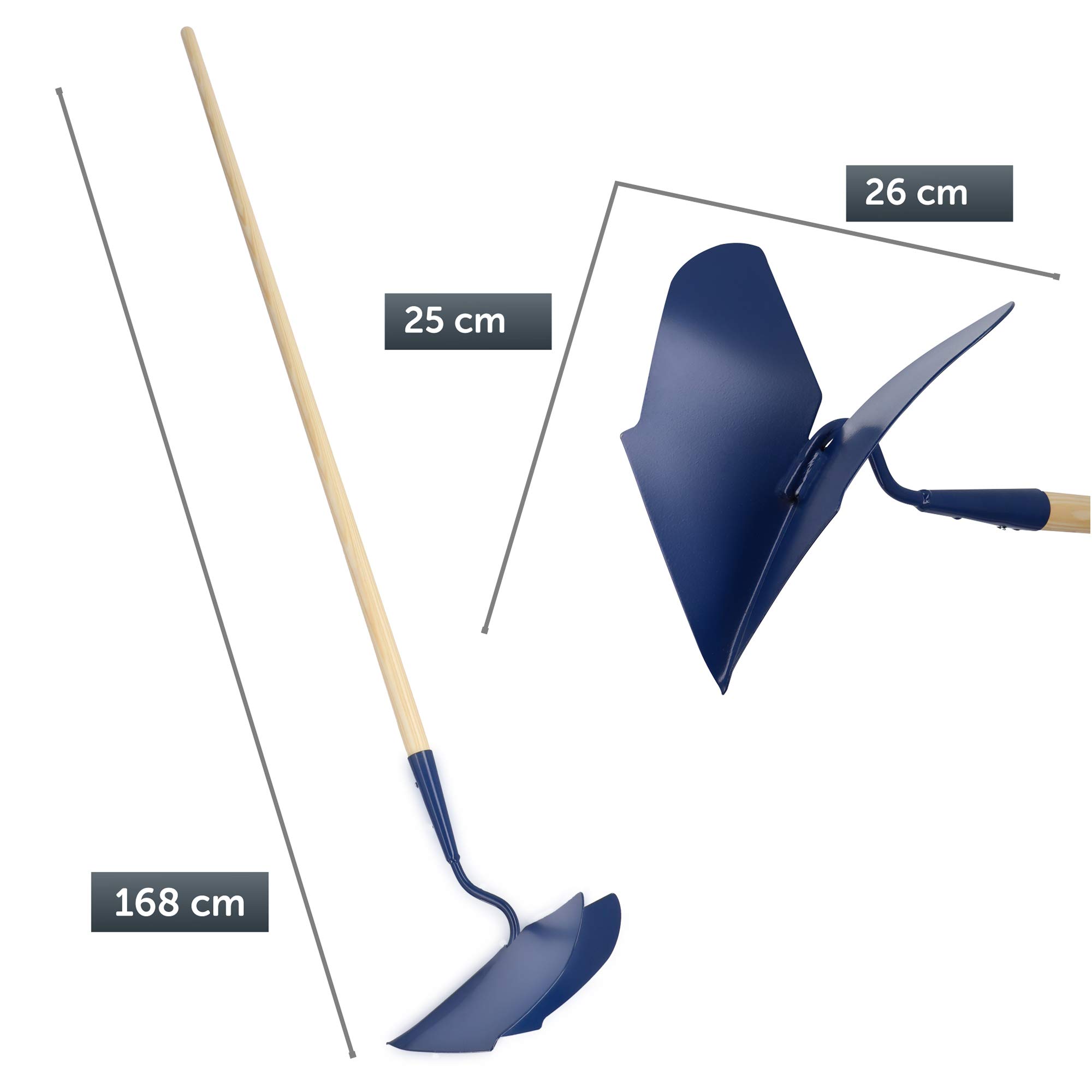 KADAX Häufler, Kartoffelhäufler aus Metall, Handpflug mit 168 cm langem Stiel, Häufelpflug für Garten, Zubehör zum Anhäufeln von Erde, Kartoffeln, Gemüse (Breite: 28,5 cm)