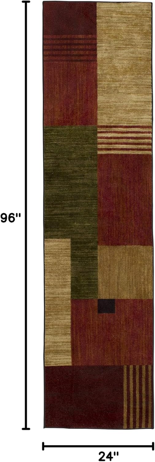 Mohawk Home Alliance Modern Geometric 2' x 8' Area Rug - Red - Perfect for Living Room, Dining Room, Office