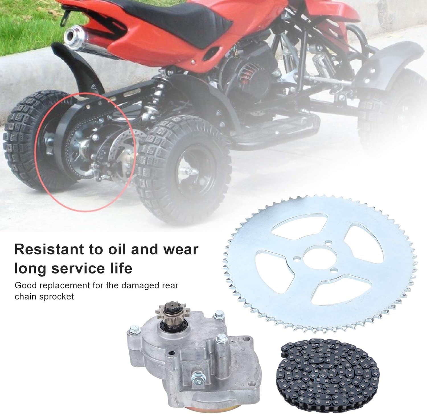 Drive System T8F Chain, T8F Clutch Drum Gear Box Sprocket Chain Set for 33 Ty Rod II Go Kart Mini Moto Dirt Bike