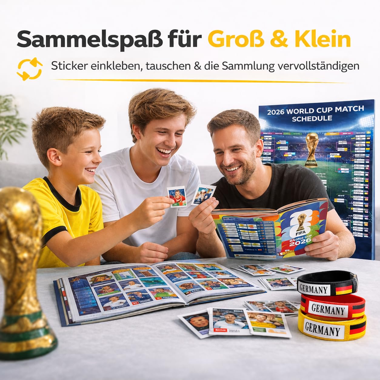 Panini Championnat du Monde 2026 Album & Sticker Set – Cartes de Football à Collectionner avec Calendrier des Matchs, Guirlande Allemagne & Album Panini (100 Paquets / 700 Stickers Panini Championnat du Monde 2026 Album & Sticker Set – Cartes de Football à Collectionner avec Calendrier des Matchs, Guirlande Allemagne & Album Panini (100 Paquets / 700 Stickers