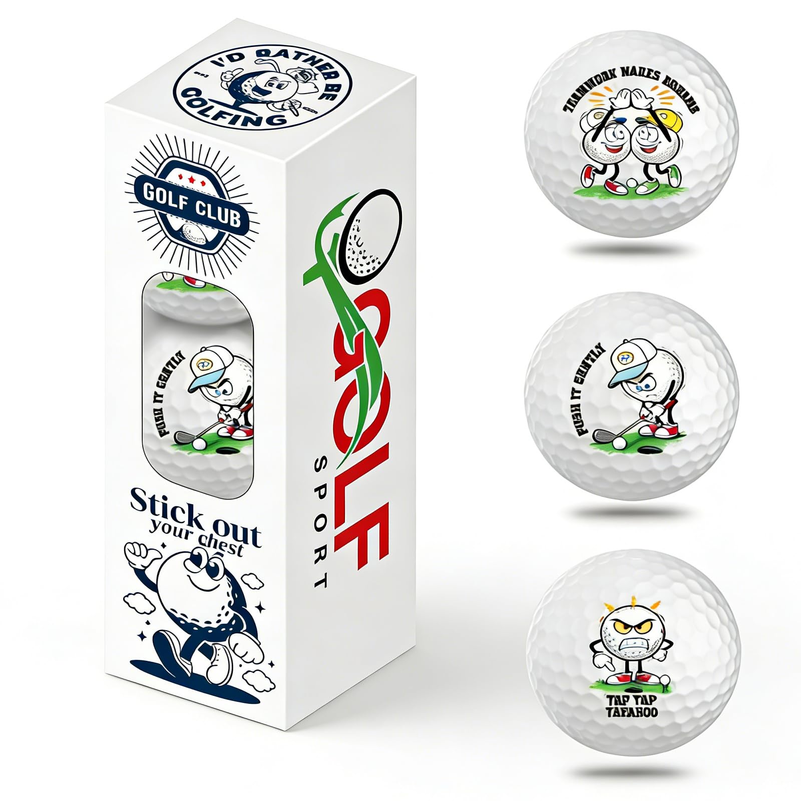 Fenamor Funny Golf Balls 3 Pack with Surlyn Shell, Novelty Golf Gifts for Men, Joke Golfer Gift for Dad Coworkers Golfers Golf Lovers for Birthday, Christmas and Valentine's Day