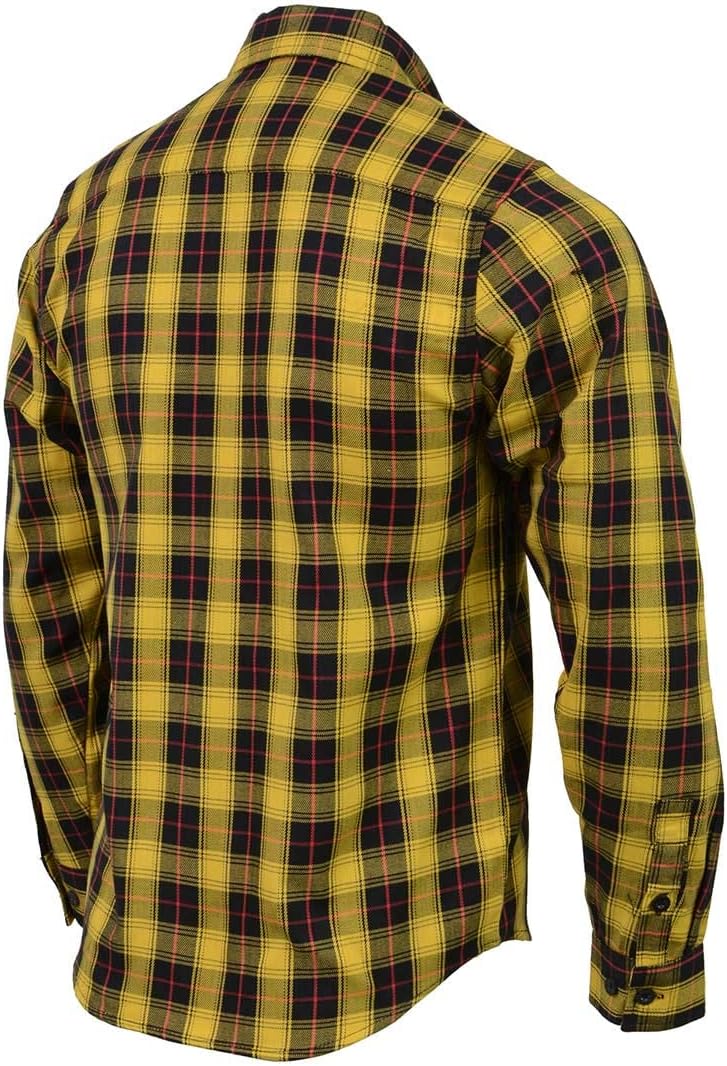 Milwaukee Leather MNG11666 Men's Black and Red with Yellow Long Sleeve Cotton Flannel Shirt