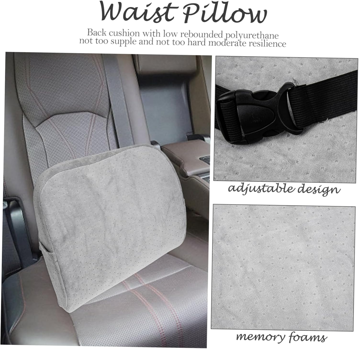 VALICLUD Memory Foam Lumbar Cushion for Car and Office Chair Breathable Back Support Pillow for Lower Ergonomic Posture Corrector Seat Pad for Driving and Desk Use