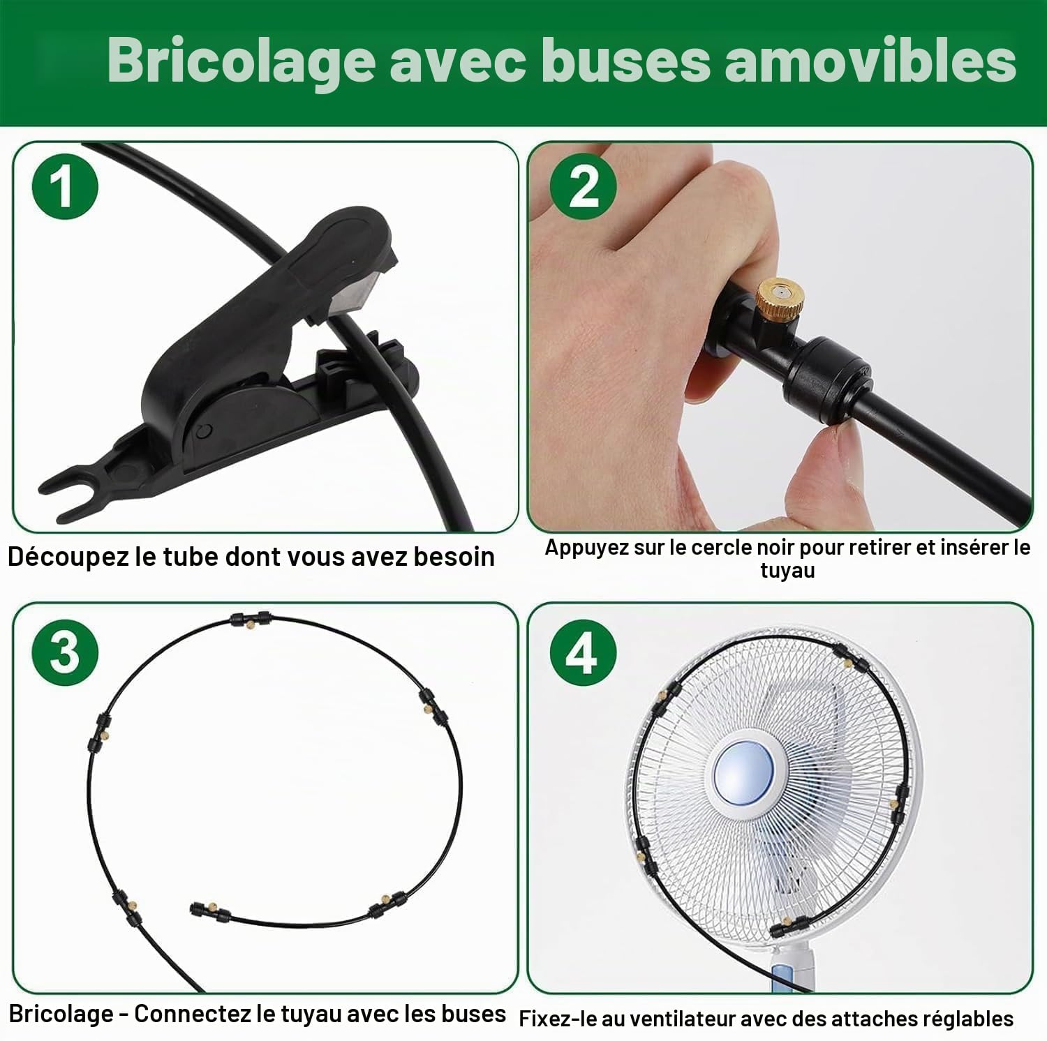 Brumisateur Terrasse Exterieur, Kit d’Irrigation Système de Brumisateur Extérieur 18M avec avec filtre à eau 20 Buses de Brume avec Joint en T, Kit de Tuyau Brumisateur par Brume pour Jardin Parasols