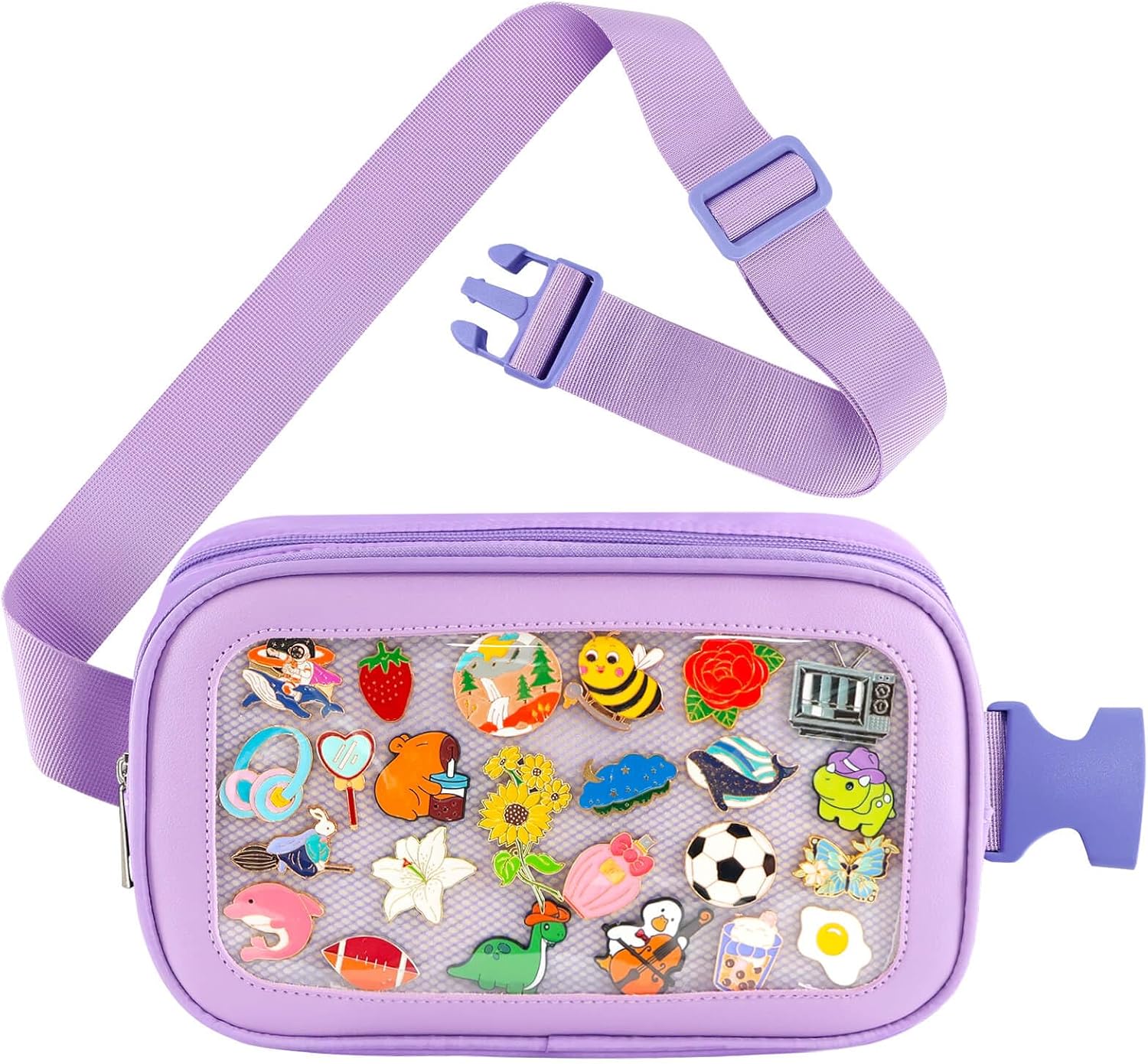 PainZieteg Pin Bag Fanny Pack, Ita Bag Storage Pins Crossbody Belt Bags for Women Girls Gifts, Black Display Bags for Sports Memorial Travel Brooches(No Pins Included)