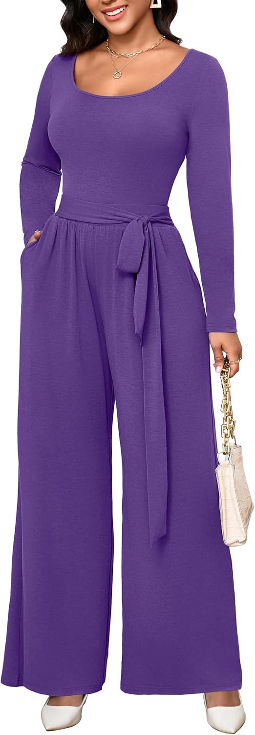 CLOCOR Womens 2 Piece Outfits Sweatsuits - Tracksuit Set Long Sleeve Crop Top & Drawstring Wide Leg Pants with Pockets - Image 2