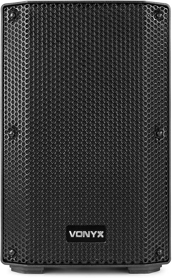 VONYX VSA08BT Active DJ Speakers Pair - 500W Bi-Amplified 8 Powered DJ Monitor System with Bluetooth, USB MP3, Remote Control & Angled Stage Wedge Design