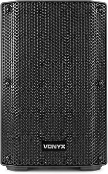 VONYX VSA08BT Active DJ Speakers Pair - 500W Bi-Amplified 8 Powered DJ Monitor System with Bluetooth, USB MP3, Remote Control & Angled Stage Wedge Design