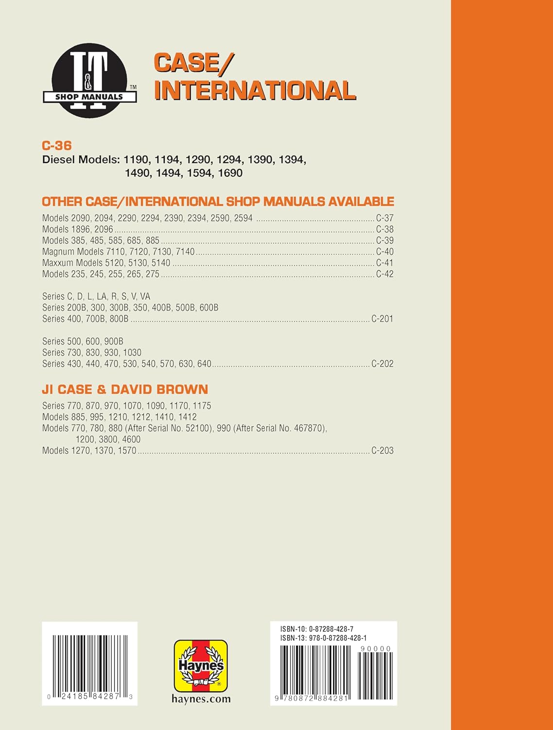 Case International Shop Manuals 1190 1290 1390 1490+ (C-36)      Paperback – November 1, 1987