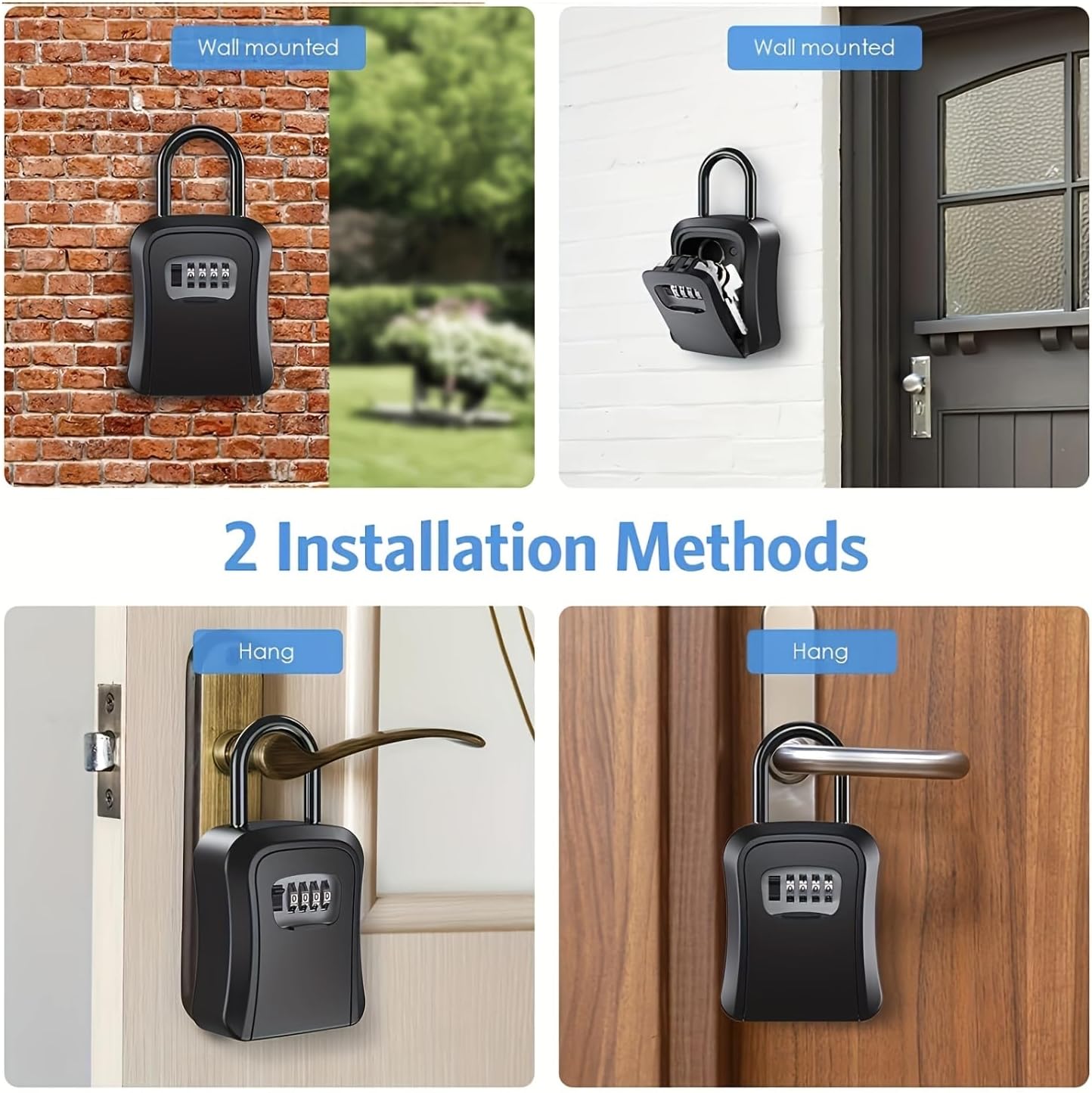 High-Security Lock Box, Wall-Mountable Combination Key Lockbox with Resettable Code, Weatherproof and Durable for Outdoor/Indoor Use, Ideal for Storing House, Car, or Office Keys -1 Pack