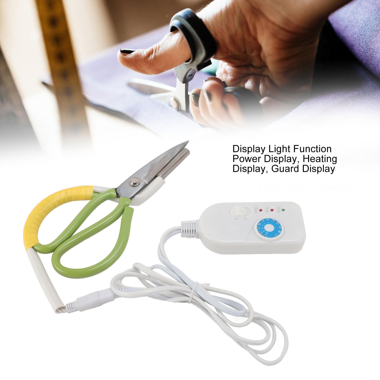 Ejoyous Ciseaux Chauffants électriques, Température Réglable avec éclairage, 220V pour Habillement