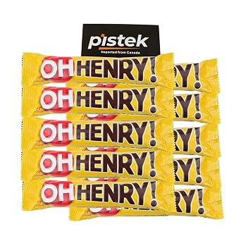 OH HENRY! Full Size Chocolatey Candy Bars, 58g/2.05oz Each Pack of 12, Imported from Canada, Individually Wrapped, Packed by Pistek with Heat Protect Packaging & Bonus Candy