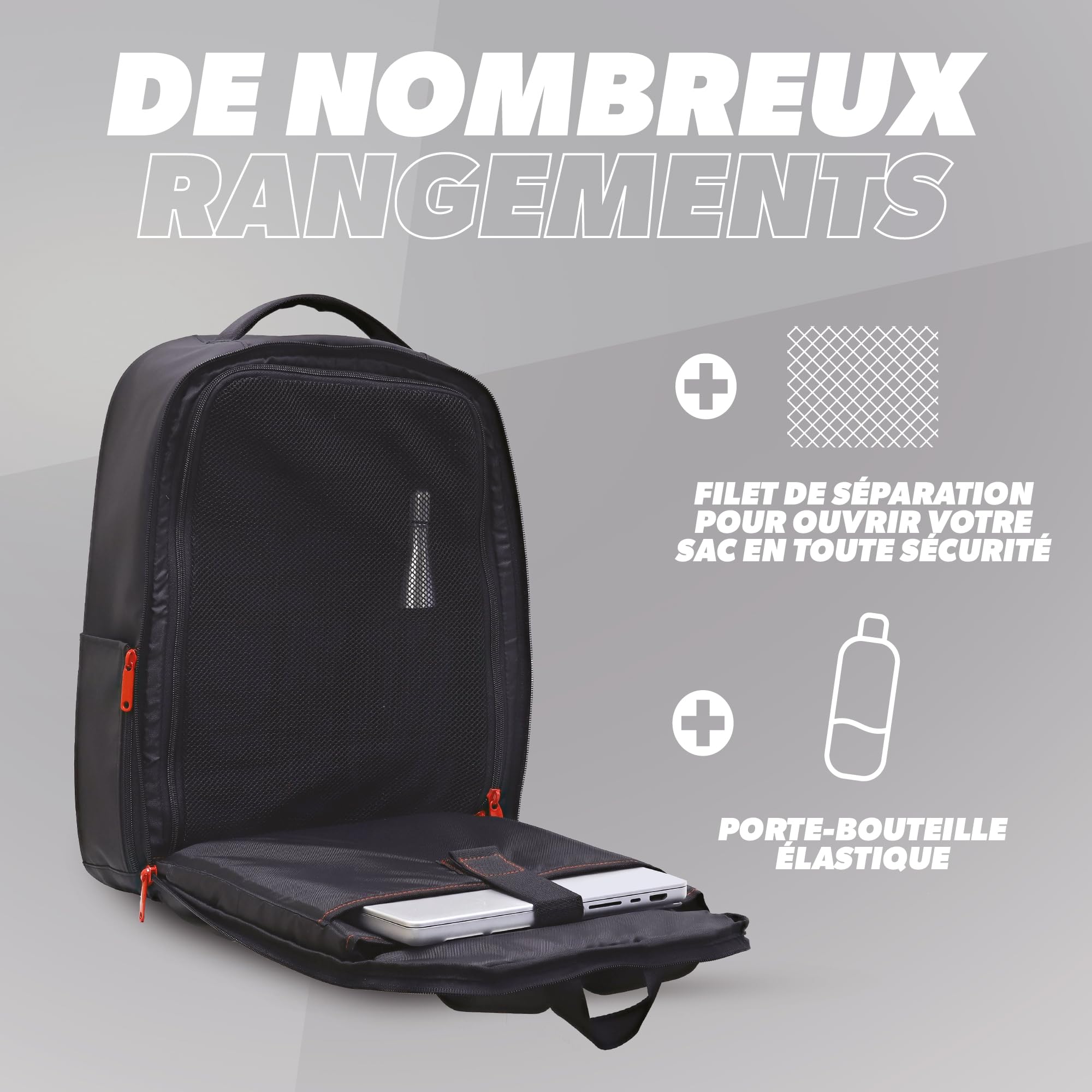 T'nB – Mochila Impact con carcasa rígida EVA de 7 mm, resistente a golpes y caídas, compartimento para PC de hasta 16 pulgadas, Antivol, comodidad ergonómica con almohadillas reforzadas, material