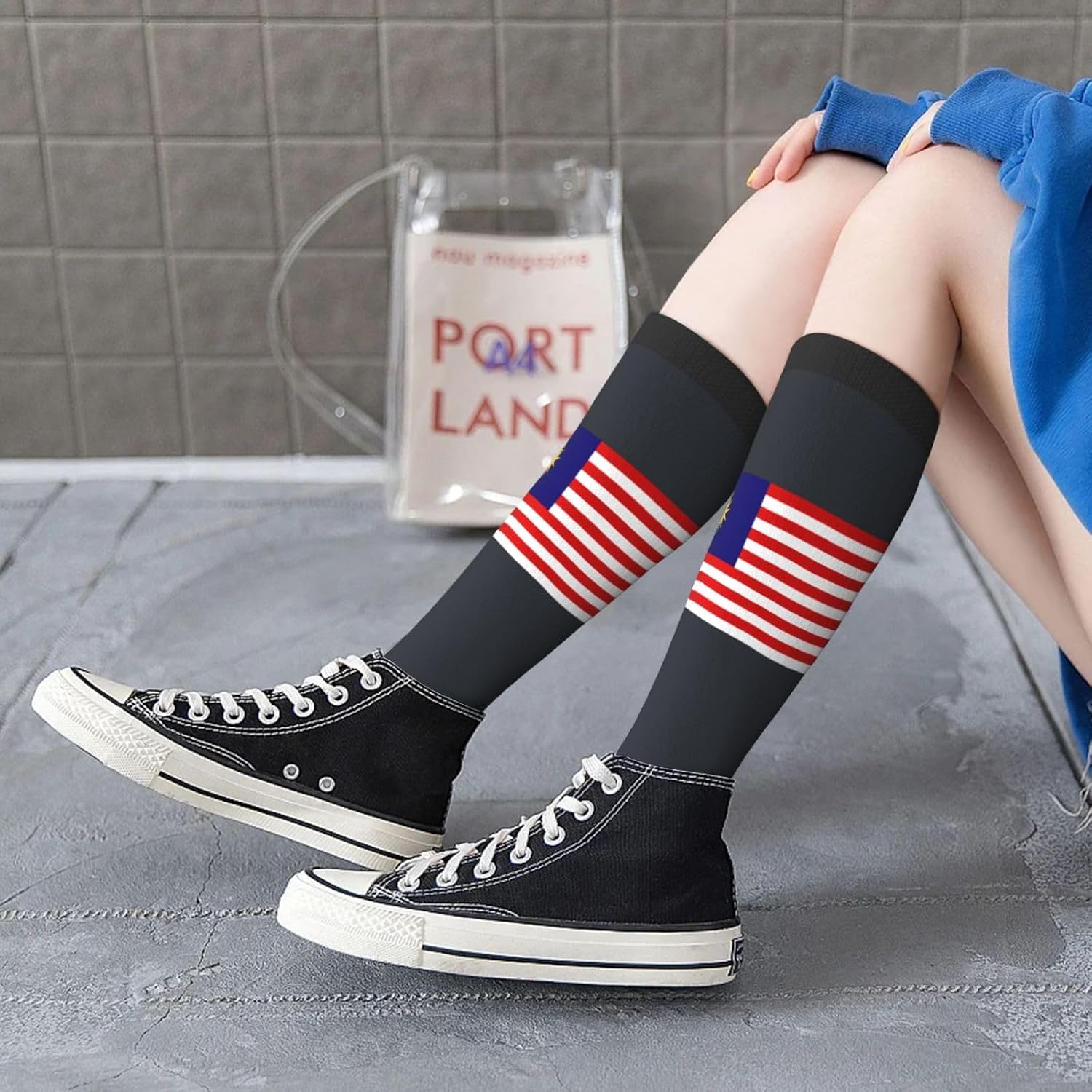 Malaysia Flag Print Adult Socks, Elastic Stretch Socks,Soft Breathable For Daily Sports Casual Wear