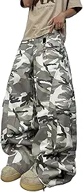 Calça jeans masculina folgada de perna larga Y2K hip hop streetwear jeans