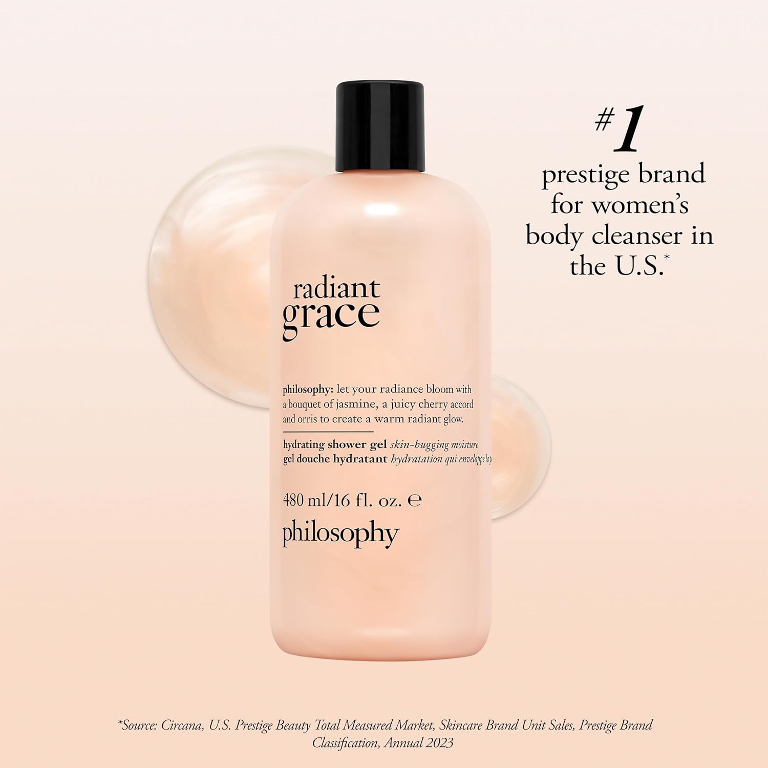 philosophy radiant grace hydrating bath & shower gel- cleanses, soothes & comforts dry skin - with notes of jasmine, black cherry & sandalwood - 16 fl oz - Image 6