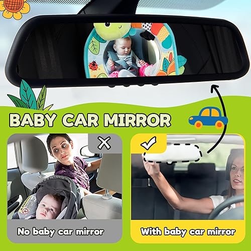 Miniatura 3 de Koty Juguete para asiento de automóvil para bebés, centro de actividades para patear y jugar con espejo, mordedor y papel arrugado, divertido