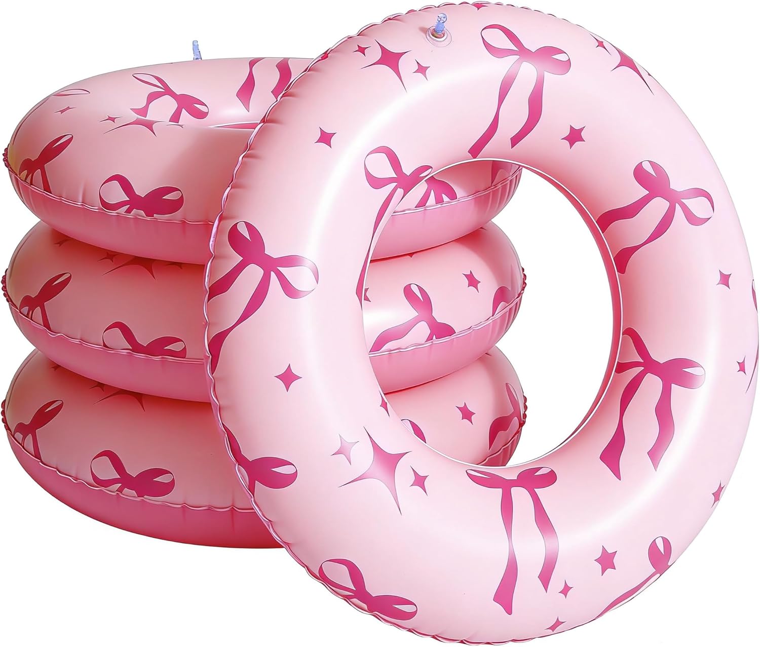 4PCS Pink Bow Inflatable Pool Floats 35" Swimming Rings Large Inner Tube Swimming Pool Swim Rings Pool Lounger Float for Pool Party & Summer (Multi-1,4)