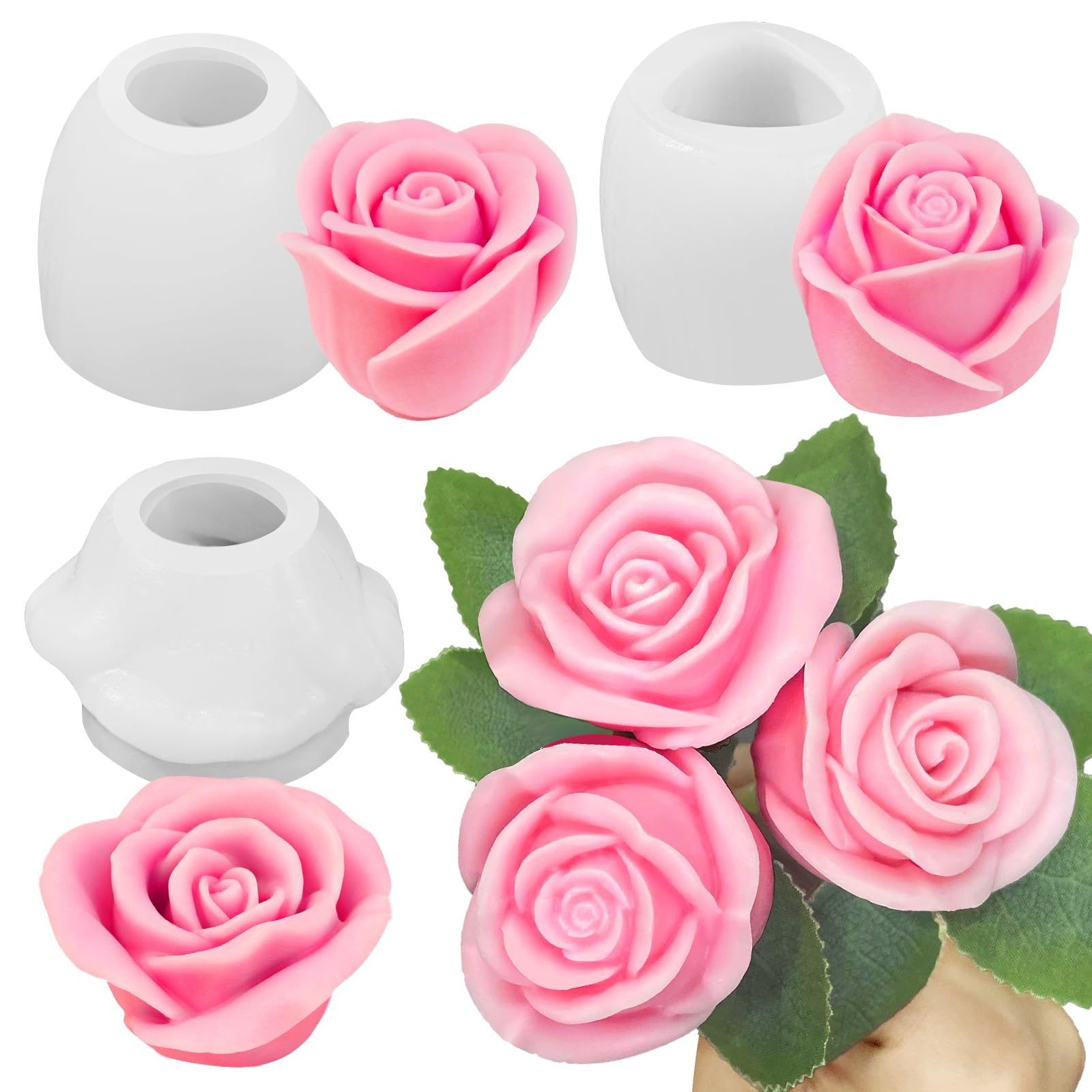Amazon.com: VvLons Rose Candle Molds, Set of 3 Rose Molds in