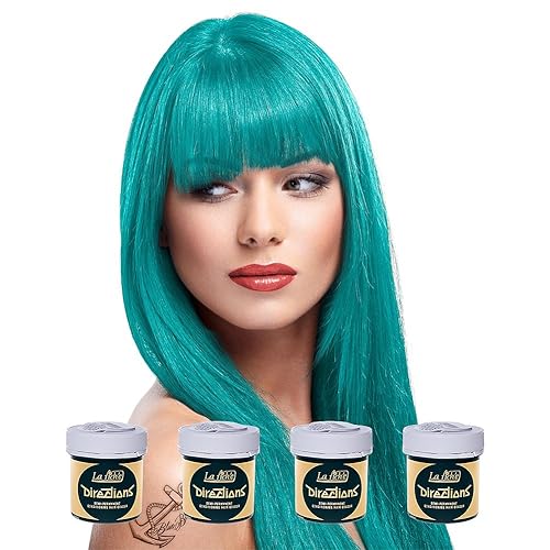 4 tubos semipermanentes de La Riche Directions para el cabello de 3.0 fl oz, color turquesa
