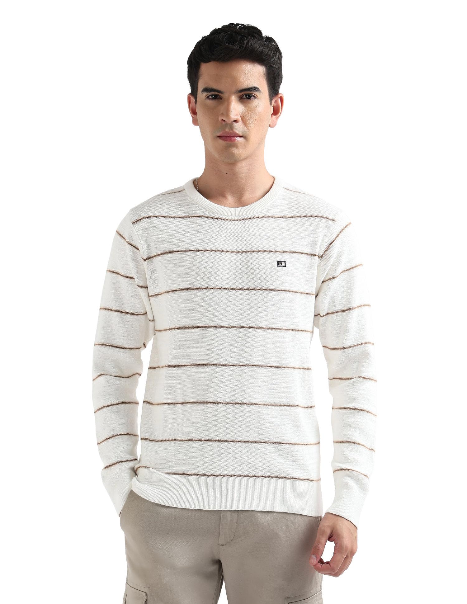 arrow sports Arrow Sport Men's Horizontal Striped Regular Fit Sweater-picture-41