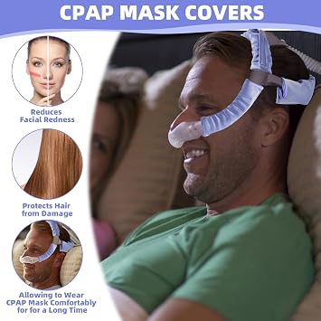 4 PCS Satin CPAP Strap Covers, Comfort CPAP Mask Cushions to Fit Dreamwear Headgear or AirFit, Silky CPAP Mask Strap Covers, Anti Wrinkle CPAP Hair Protector for Reducing Red Marks (Blue Purple)