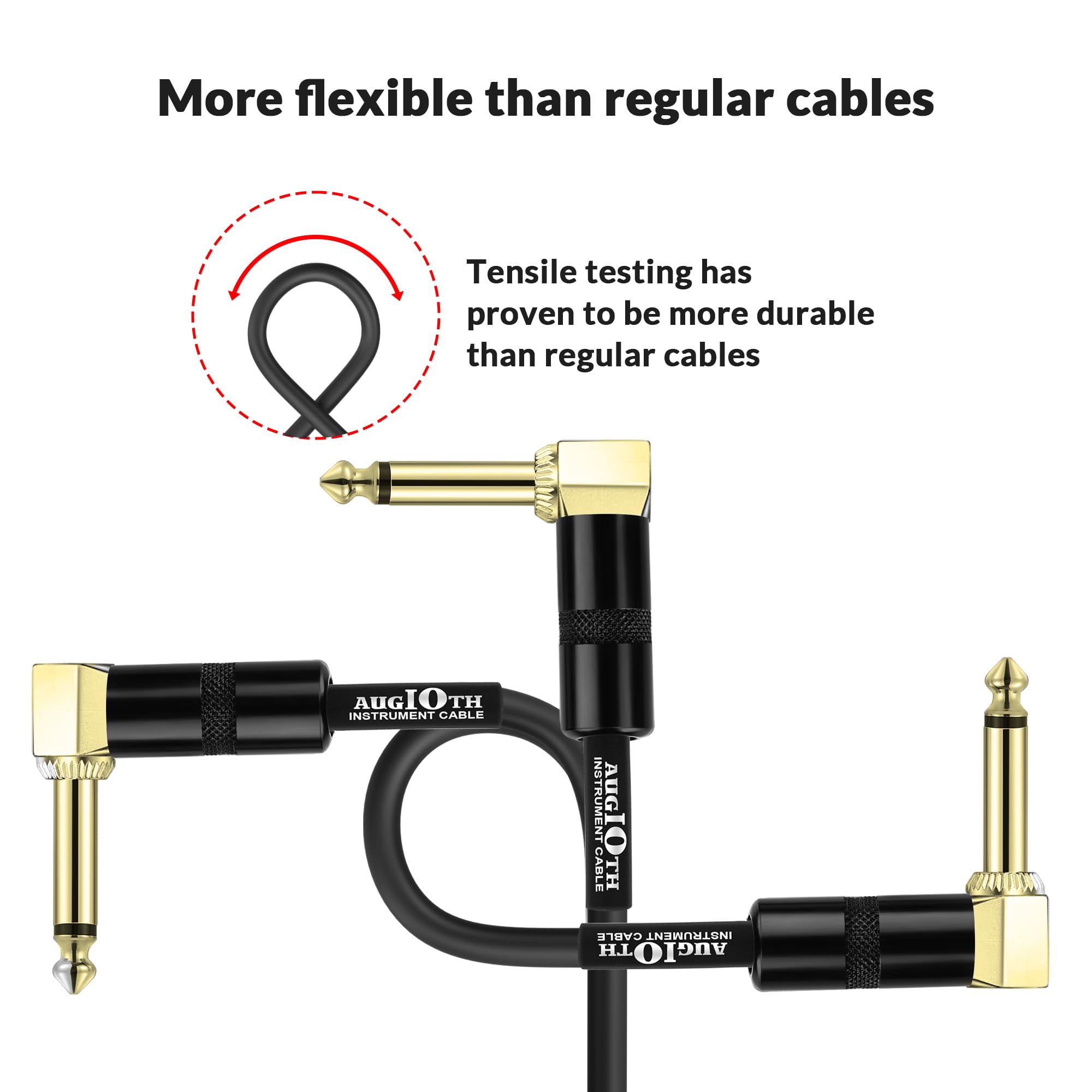 Cable de guitarra de 6 pies, 2 m, cable de conexión para pedal de efecto de guitarra, recto a conector dorado en ángulo