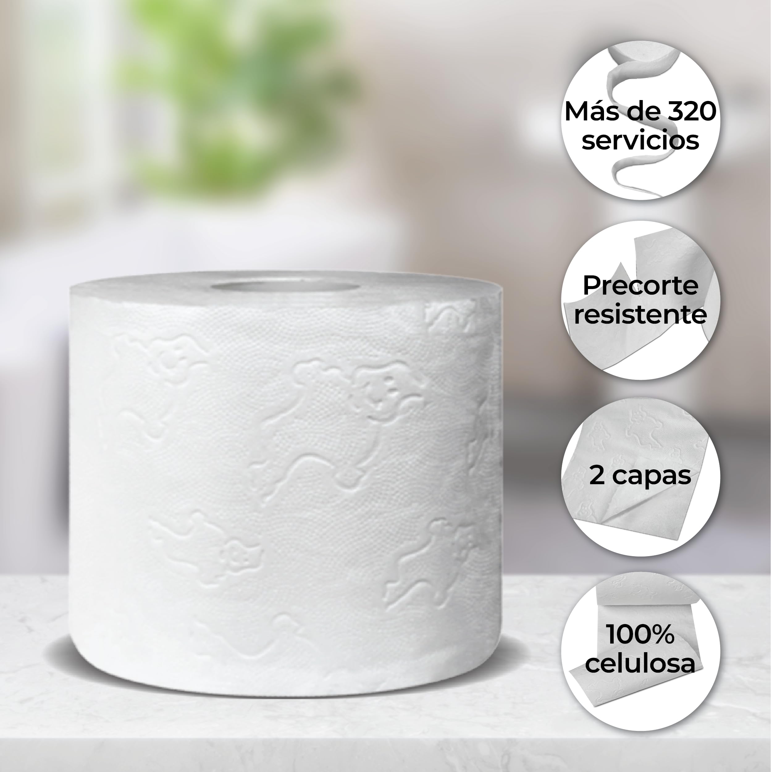 Papier Toilette Compact 2 Épaisseur 48 Rouleaux | Doux eu Résistant, Sans Parfum (4 Packs de 12)