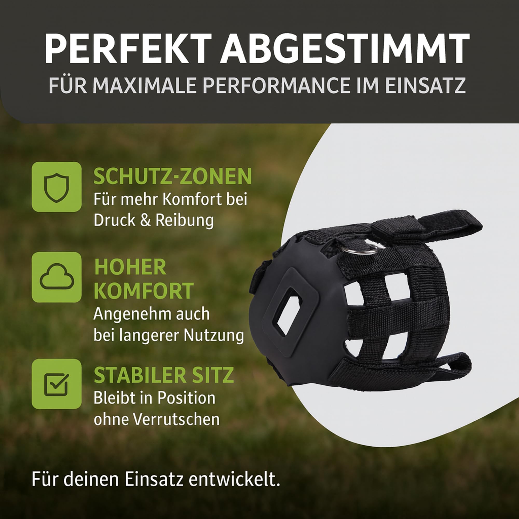 ARBO-INOX Fressbremse Weidemaske – kontrollierte Grasaufnahme – Gummi und Polypropylen, Schwarz