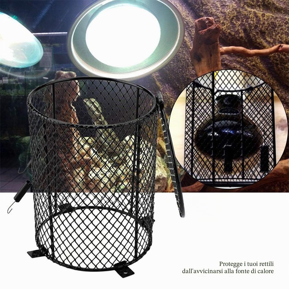 Protezione del riscaldatore per rettili, Lampadina antiscottatura in maglia resistente al calore, Protezione della gabbia per rettili, Copertura paralume e affidabile
