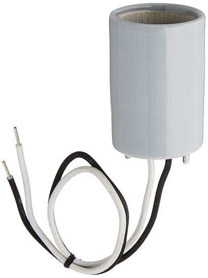 Leviton 8746 Mogul Base One-Piece Keyless Glazed Porcelain Lampholder, Gray