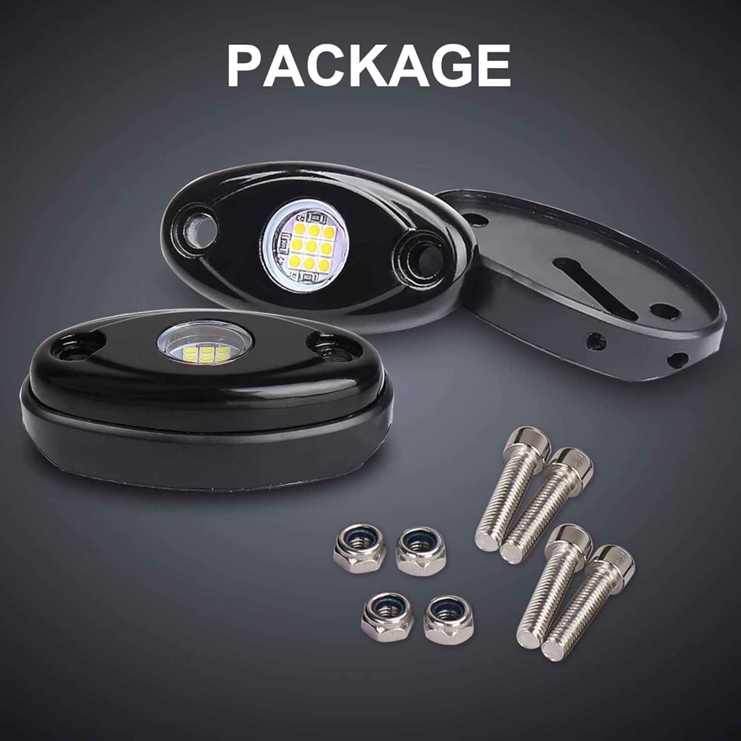 White Rock Light 12pods 6000k Pure White Led Rocks Lights kit Ip68 Waterproof 47inch Extension Wires for ATV Rv Utv SUV Offroad Pickup Trucks Golf Boat Cars Trailer Fender Underglow Lighting (White)