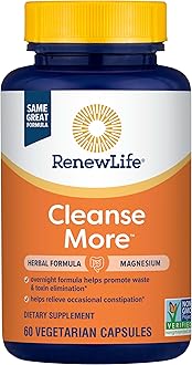 Cleanse More Herbal Formula with Magnesium for Overnight Occasional Constipation Relief; Helps Promote Waste and Toxin Elimination; Gluten, Dairy and Soy Free; 60 Vegetarian Capsules*