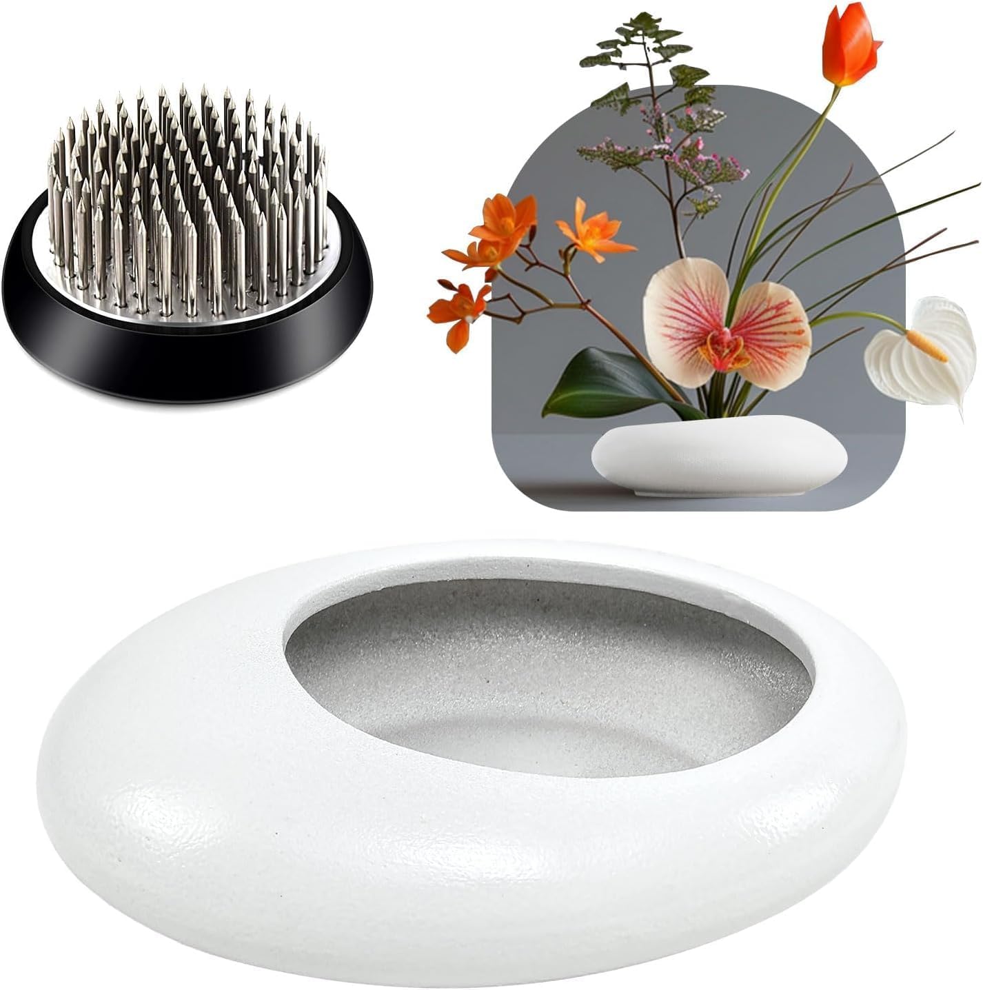 Ikebana Vases Flower Frog Kit, Ikebana Flower Arrangement Kenzan Ceramic Flower Pot Flower Frogs for Arrangements Vase
