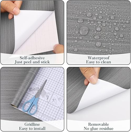 Miniatura 91 de Arthome - Papel tapiz para despegar y pegar, contacto de madera negra, papel tapiz negro, papel tapiz autoadhesivo y extraíble para encimera, Negro