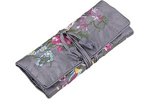 TUMBEELLUWA Jewelry Roll Travel Case Embroidered
