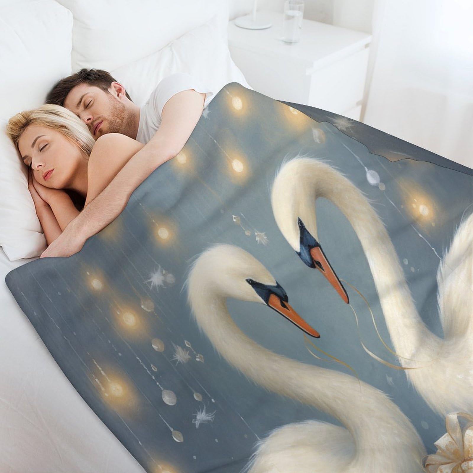 USA製　SWANS  BLANKET ウール　ブランケット Amazon.com: Soft Throw Blanket Swans with Presents Ultra Soft