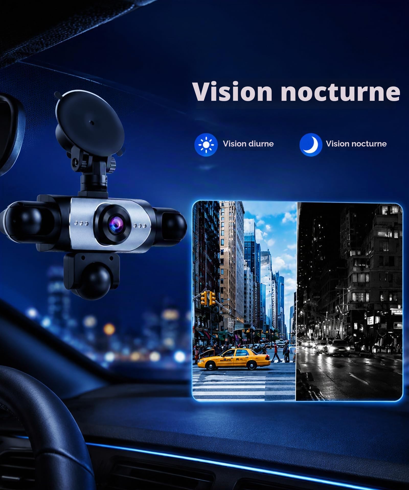 2026 Rimoody 360° 5 Canali Dashcam Voiture,5 x Caméra 1080P Avant et Arrière Gauche Droite, 3.16" Enregistreur de Voiture Vision Nocturne/Loop Video/Moniteur de Stationnement 24H/Aide au Stationnement