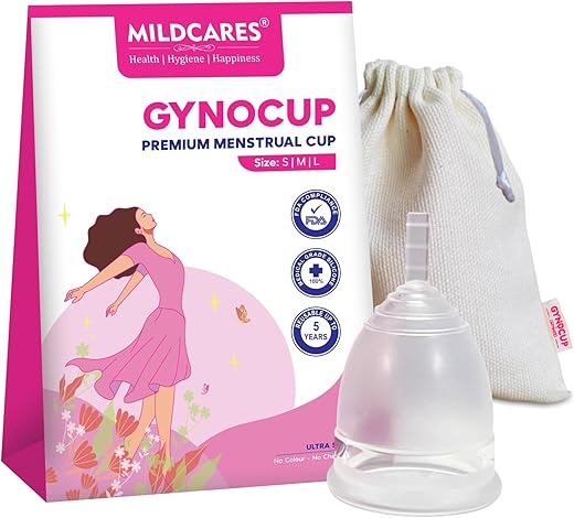 GynoCup Reusable Menstrual Cup for Women (White) | Medium Size with Pouch | Ultra Soft, Odor and Rash Free | No Leakage | Protection for Up to...